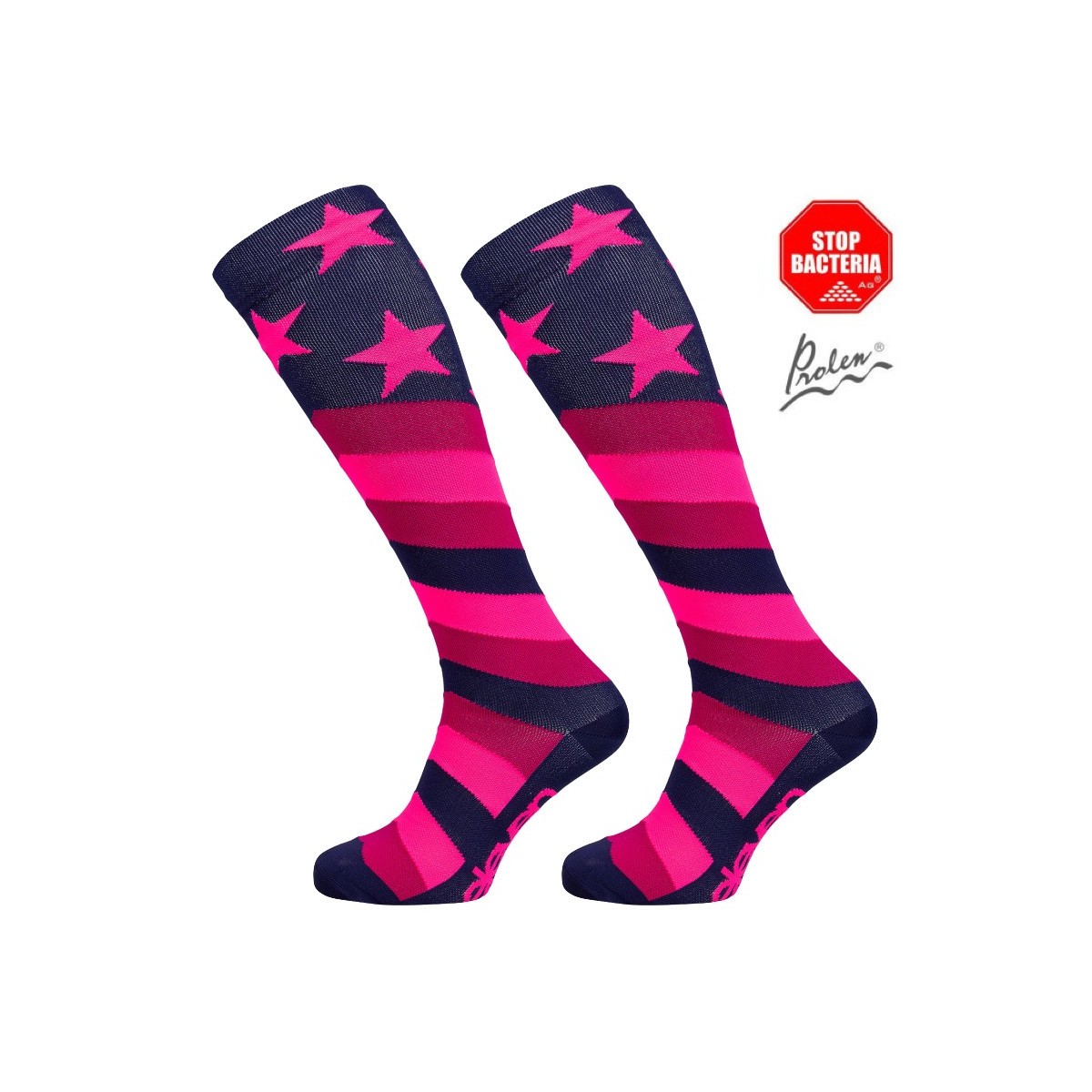 ELEVEN knee compression socks STARS pink
