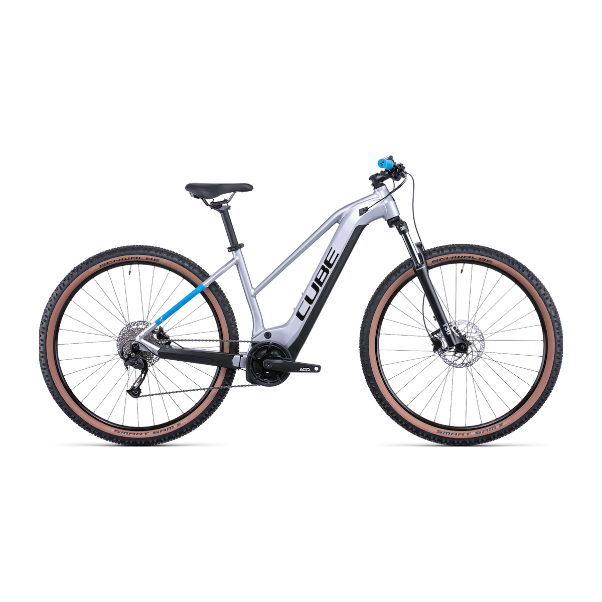 CUBE REACTION HYBRID PERFORMANCE 625 elektro velosipēds - polarsilver/blue