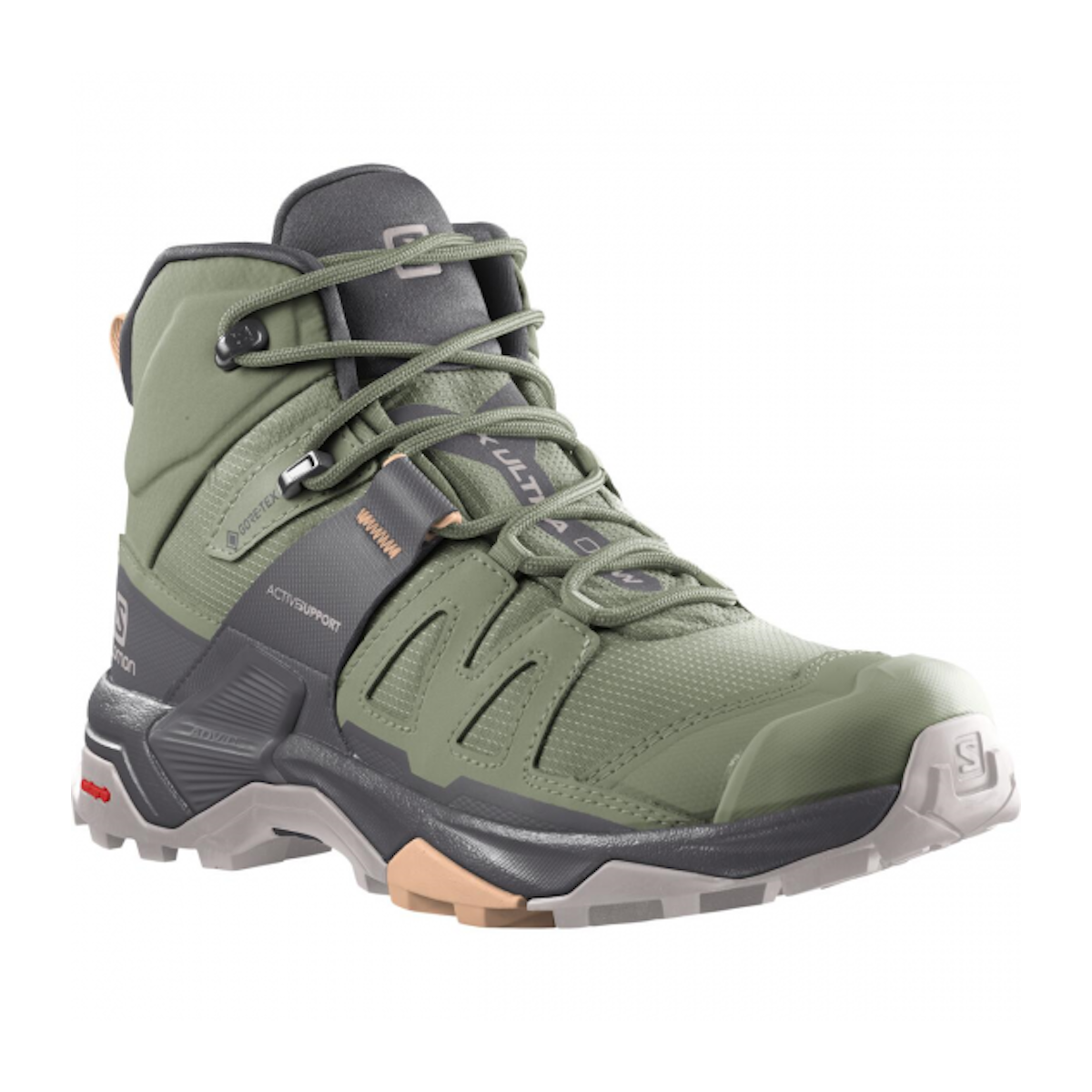 SALOMON X ULTRA 4 MID GTX W hiking footwear - green/grey/peach