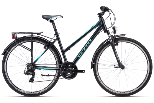 CTM MAXIMA 1.0 TREK 28 sieviešu velosipēds - melns/tirkīzs 2023