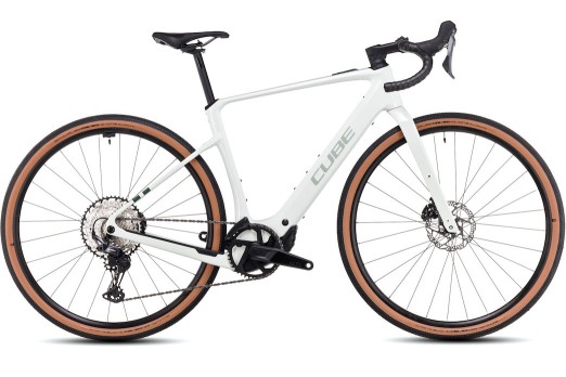 CUBE NUROAD HYBRID C:62 RACE 400X elektro velosipēds - balts/zaļš 2024